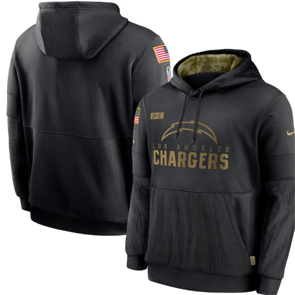 Men's Los Angeles Chargers Black Salute To Service Sideline Performance Pullover Hoodie 2020